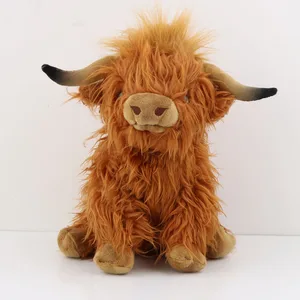 Simulação Highland Cow Plush Toy para crianças, boneca de pelúcia macia, presente Kawaii Baby, decoração do quarto de casa, 25cm 6 principais vendas boneco vaca - №2