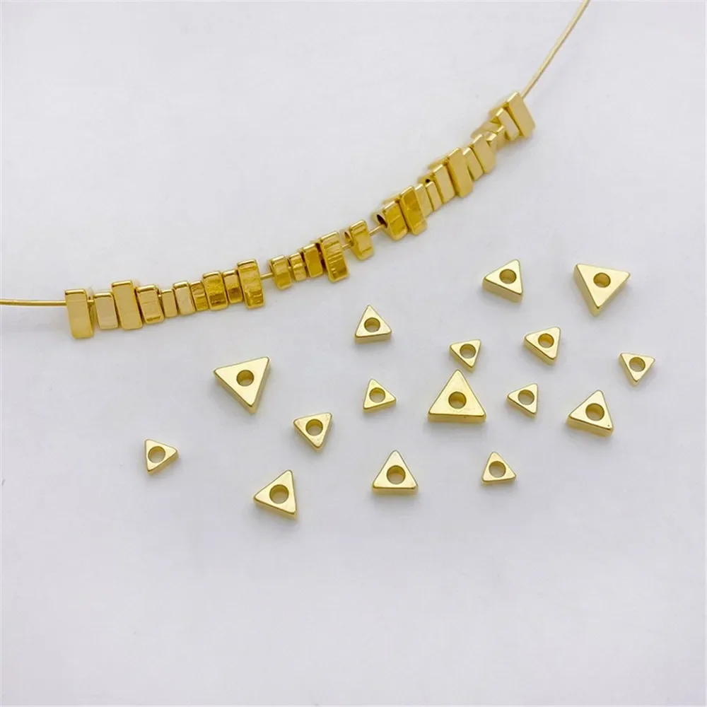 Cuentas espaciadoras de oro roto pequeñas triangulares envueltas en oro de 14K, cuentas sueltas, pulsera hecha a mano DIY, espaciador, accesorios de Material de joyería