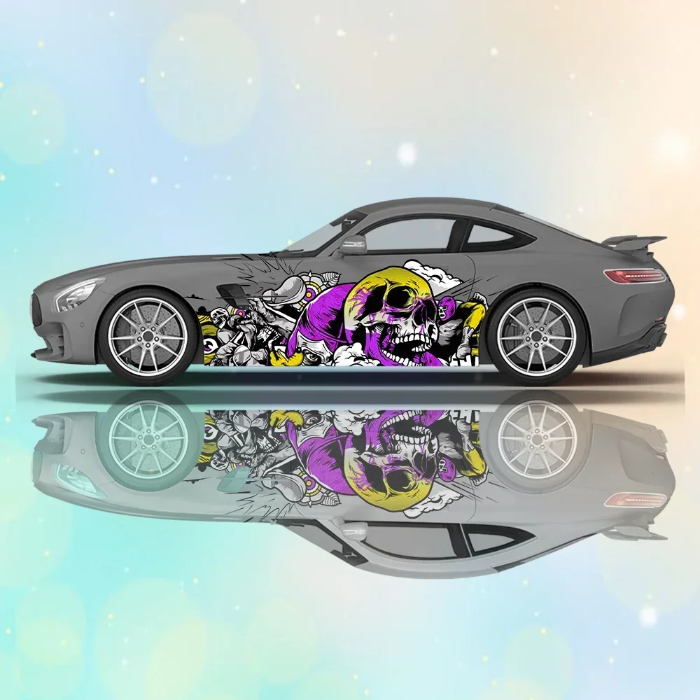 

Skeleton Colorful Horror Car Vinyl Wraps Decal Self-adhesive PVC Sticker Suitable for Trucks SUV Decor Auto Accessories Gift