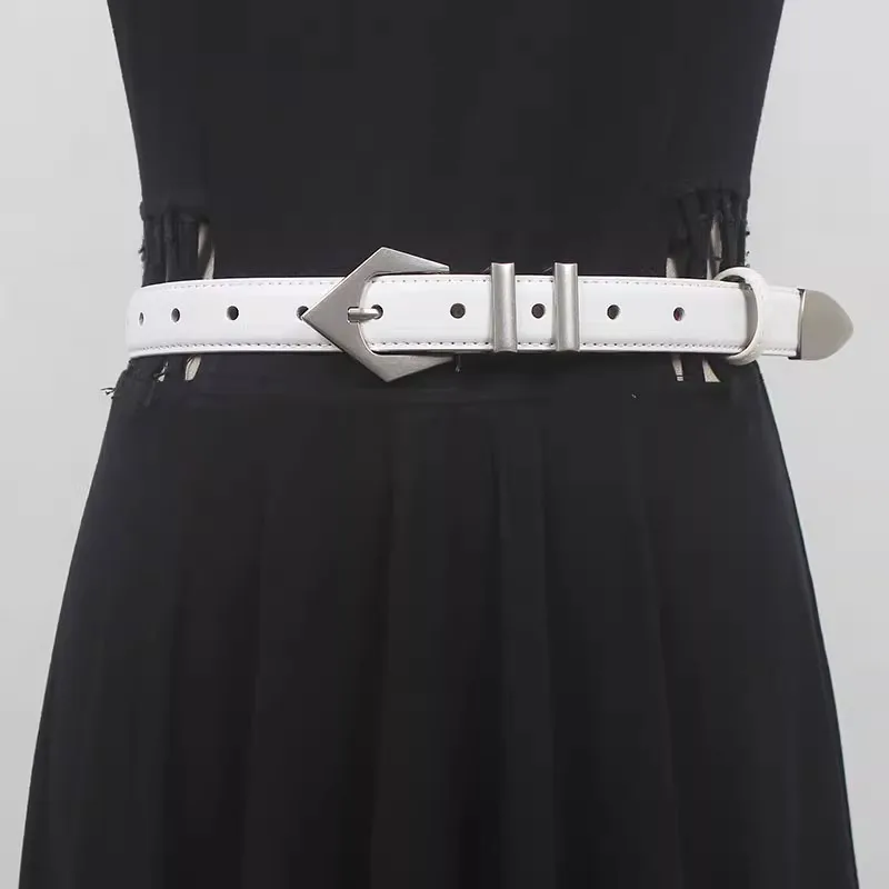 여성 활주로 패션 빈티지 정품 가죽 Cummerbunds 여성 드레스 코르셋 허리띠 벨트 장식 좁은 벨트 R1970