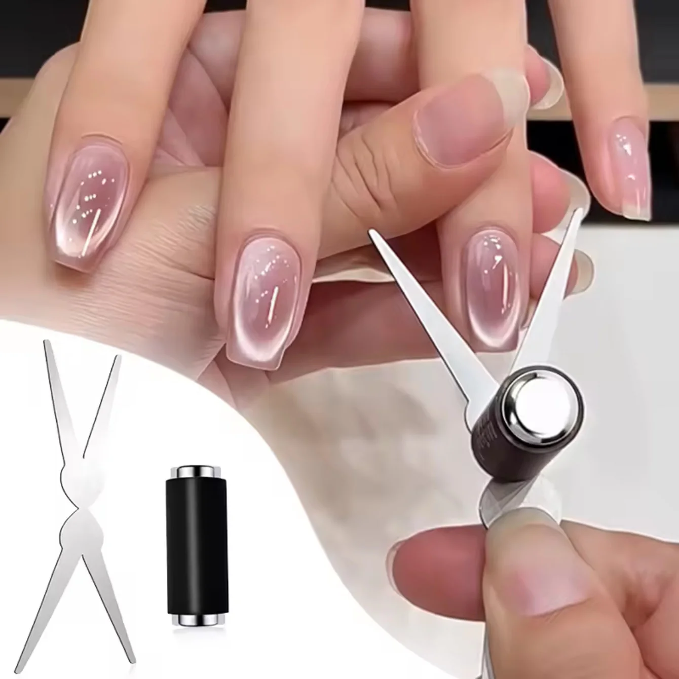 Double-head French Nail Art Magnet Set 3D Strong Cat Eye Magnet Nail Art Gel Polish DIY V-Shaped Effect Manicure Magnetic Tool