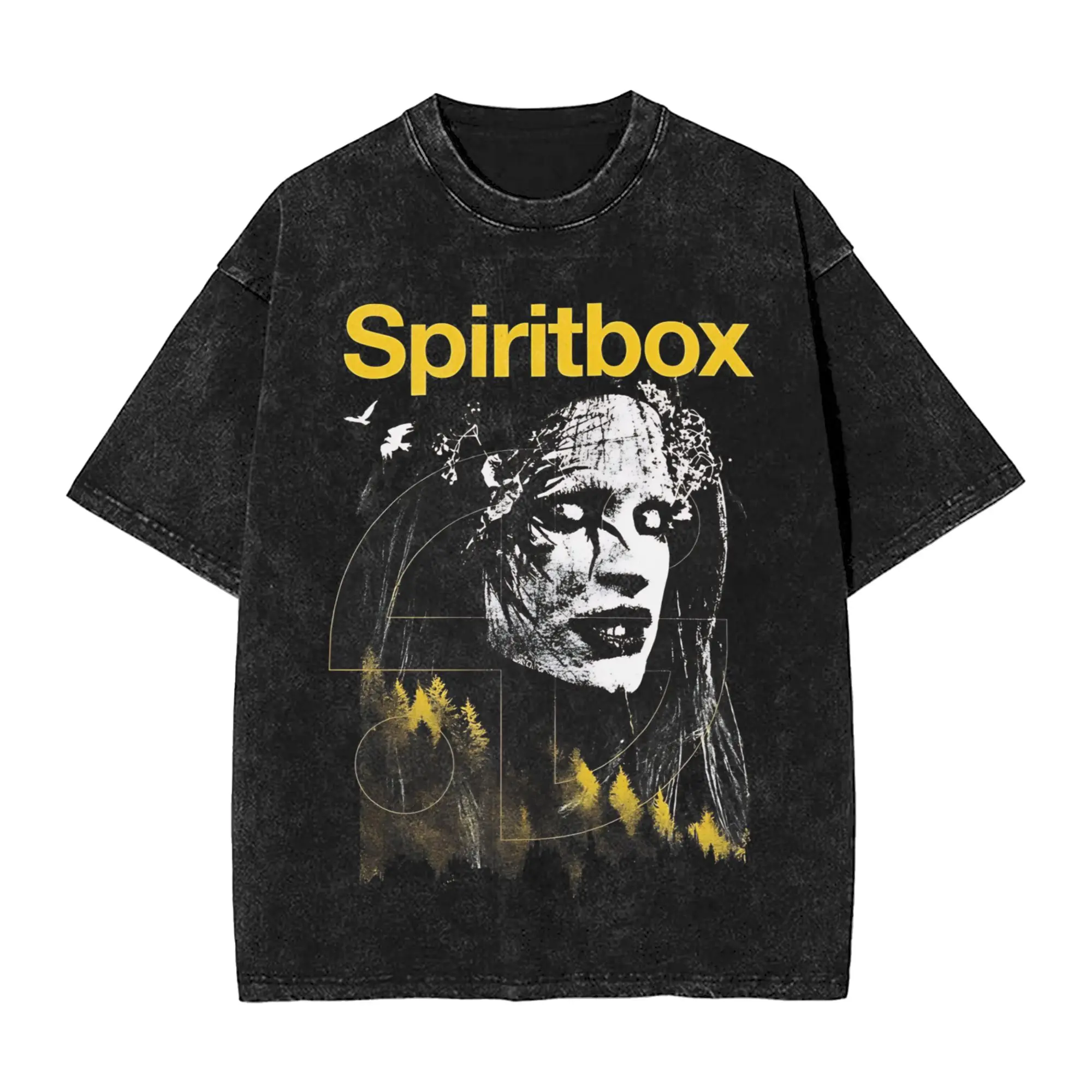 spiritbox logo essential  Vintage Washed T-Shirt Men Cotton Tops Casual  Crewneck Short Sleeve