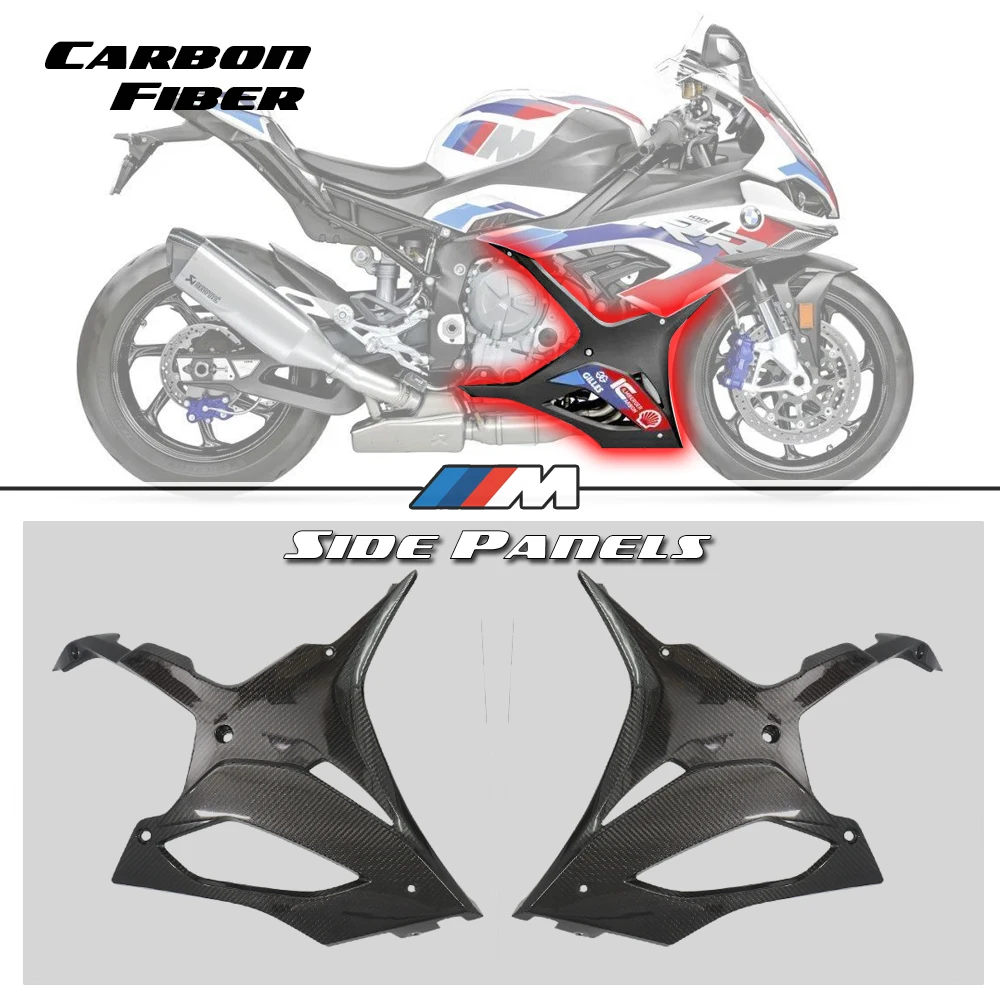 Carbono sob painéis laterais esquerdo e direito para bmw s1000rr m1000rr 2019-2022 100% fibra de carbono seco acessórios de carenagem da motocicleta