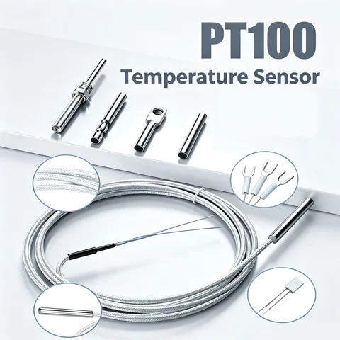 WZP-035 PT100 RTD Temperature Sensor 304 Stainless Steel Probe PTFE Silver Plated Wire Waterproof