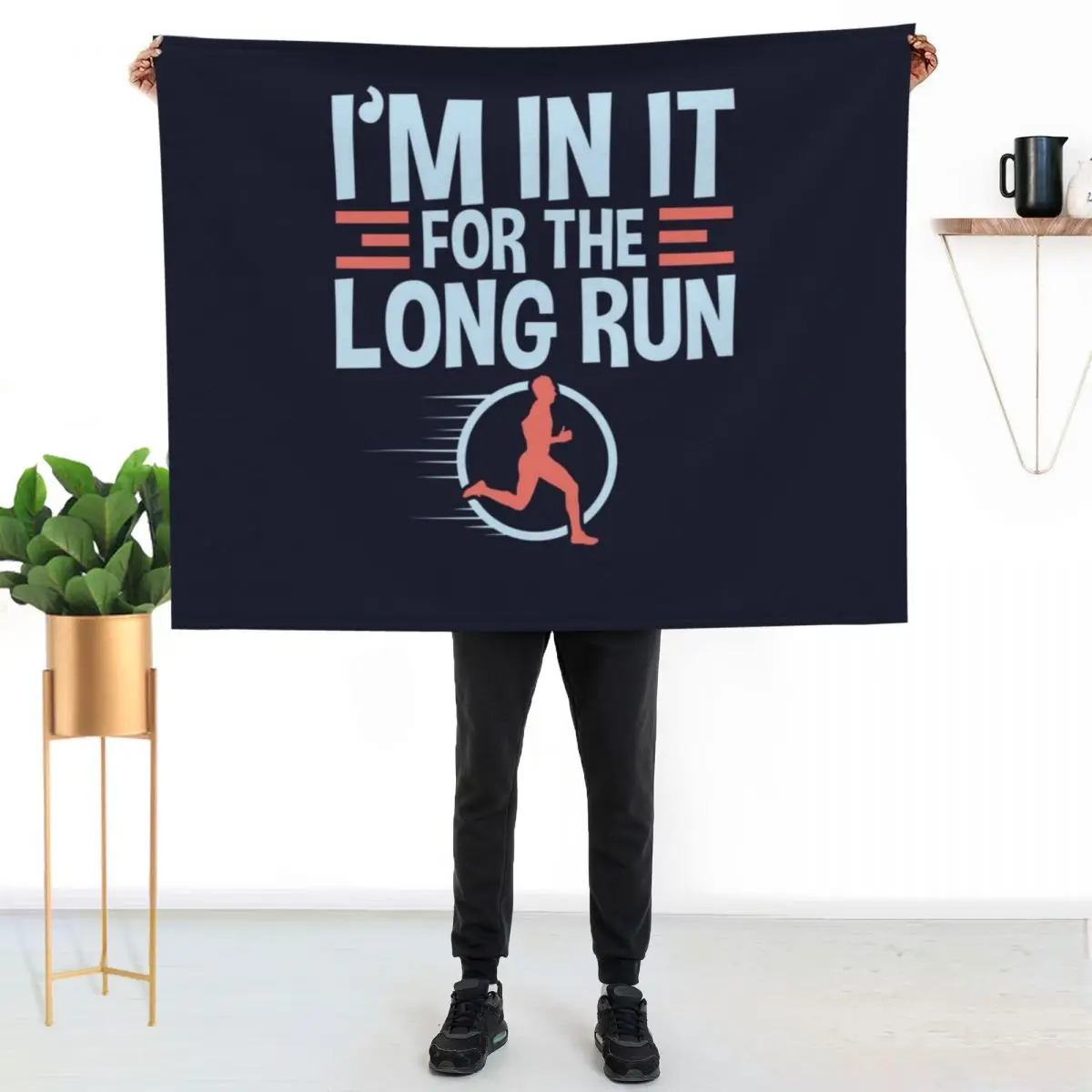 

Runner Quotes Gifts - I'm In It For The Long Run Throw Blanket Anti Shedding Soft Fuzzy Blanket for Home