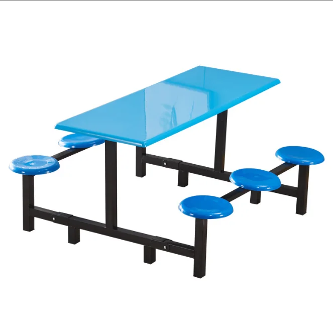 School Students Stainless Steel Table Employees Site Canteen Metal Cafeteria Dining Table Fast Food Table And Chair Set