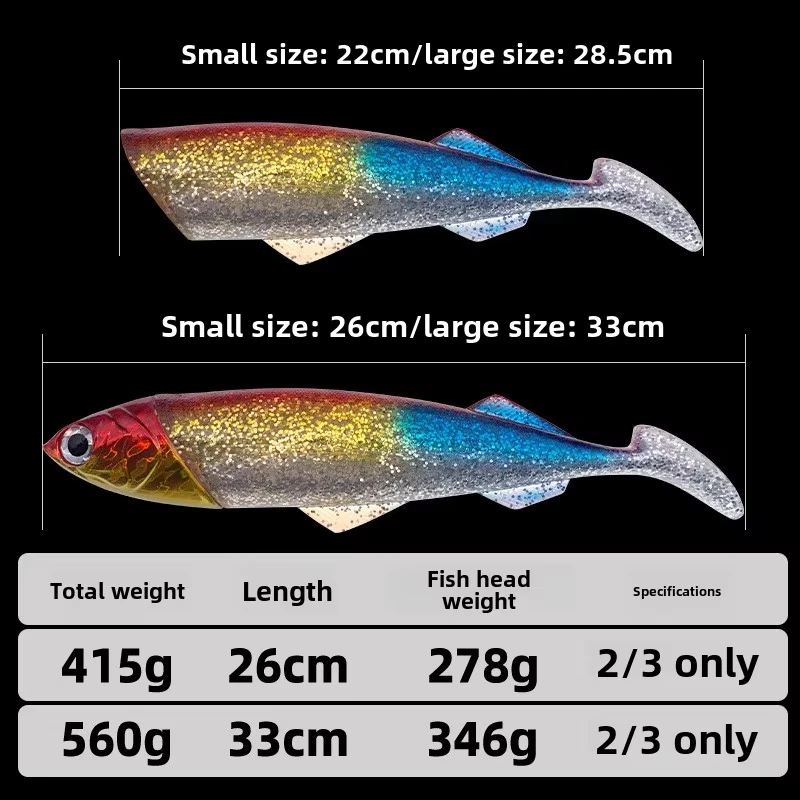 

26cm 416g Big game trolling boat lead head deep sea soft bait metal fish head boat trolling fishing bait lure for Tuna GT