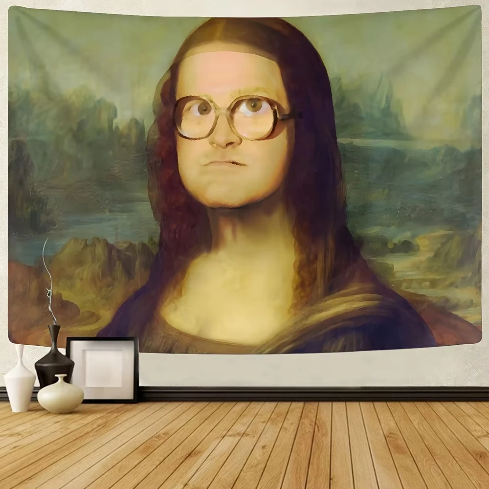 روح الدعابة الموناليزا محاكاة ساخرة نسيج فريد الفن ديكور المنزل الجدار الشنق مثالية لغرفة المعيشة/غرفة النوم لإضافة متعة فيبي #1