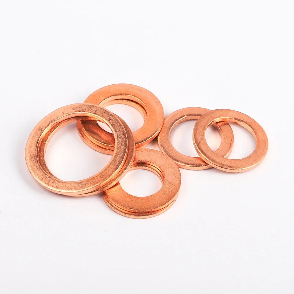 M5 M6 M8 M10 M12 M14 M16 M18 M20 M22 M24 Boat Red Brass Copper Crush Sealing Washer Flat Seal Ring Gasket Washers DIN7603