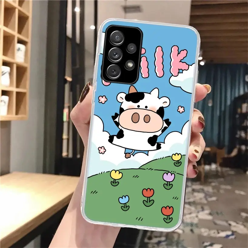 Dairy Cattle Cow Speckle Cute Soft Phone Case For Samsung Galaxy A14 A13 A12 A15 A54 A53 A52 A55 A34 A33 A32 A35 A24 A23 A22 A25