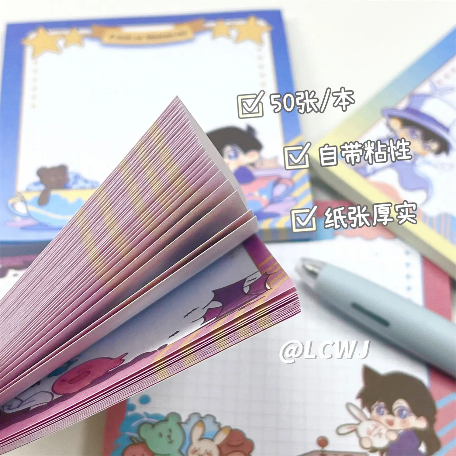 Detective Conan Sticky Notes Kudou Shinichi Kaitou Kiddo Memo Pad Kawaii Leave Message Anime Goods Student Stationery Cute Gift