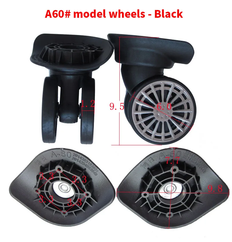 Luggage Wheel 360 Swivel Universal Replacement Black Double Row  For Suitcases Accessories A60