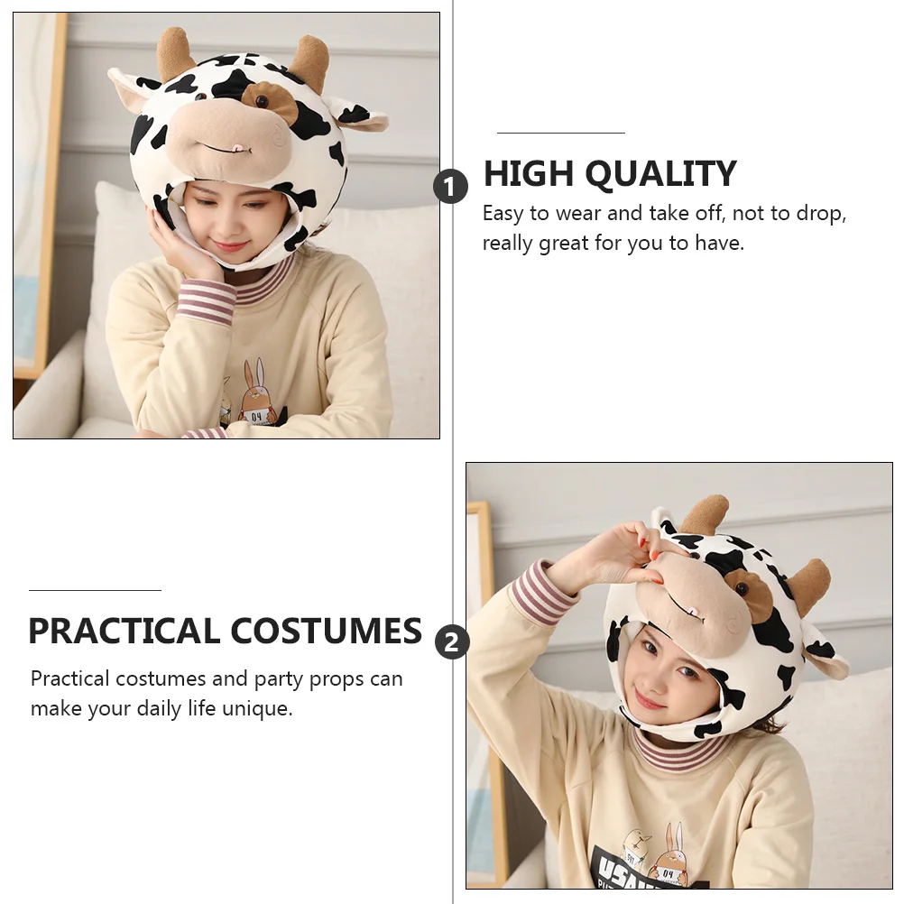 

1pc Cotton Cow Hat Adorable Cartoon Party Festival Costume Dance Carnival Funny Performance Novelty Gift For Adult Kids