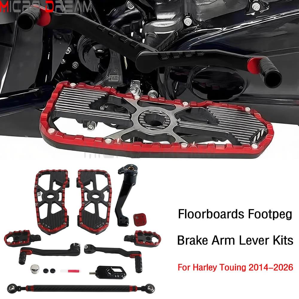 Motorcycle Floorboards Footpeg Shifter Brake Arm Lever Kit For Harley Touring Road King Street Electra Glide Ultra Limited 2014+
