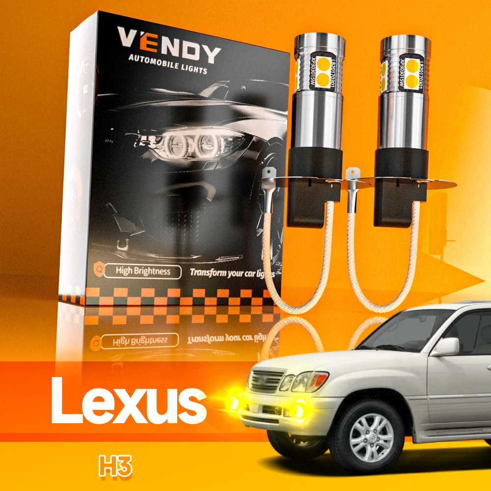 2pcs LED Fog Light Blub H3 Lamp Canbus No Error For Lexus LX470 ES300 GX470 2001-2009 SC430 2002-2010