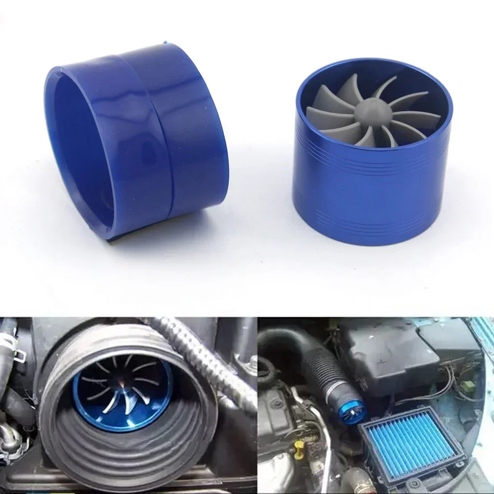 Universal Car Air Intake Fuel Saver Dual Fan Supercharger Power Turbo Air Filter Intake Fan Fuel Gas Saver Kit Turbo Ventilator