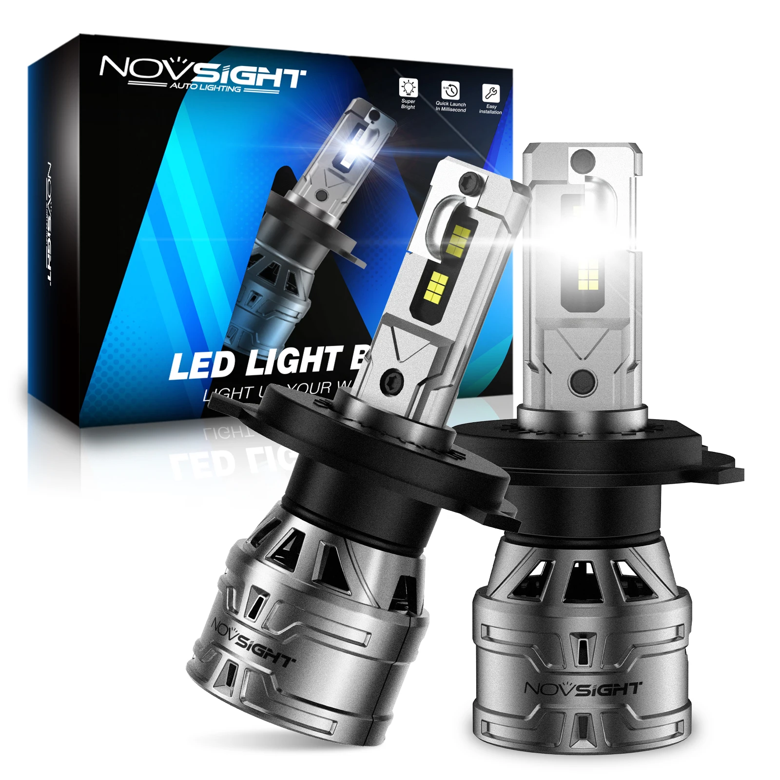 NOVSIGHT N61 Series Led Car Lamps H4 Auto Headlight Bulbs 60W 13000LM 6500K Plug and Play LED Headlight For Universal  Cars