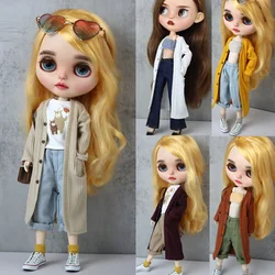 Clothes for doll Fashionable loose jeans, trench coat 28-30cm Blyth Azone OB22 OB24 doll accessories