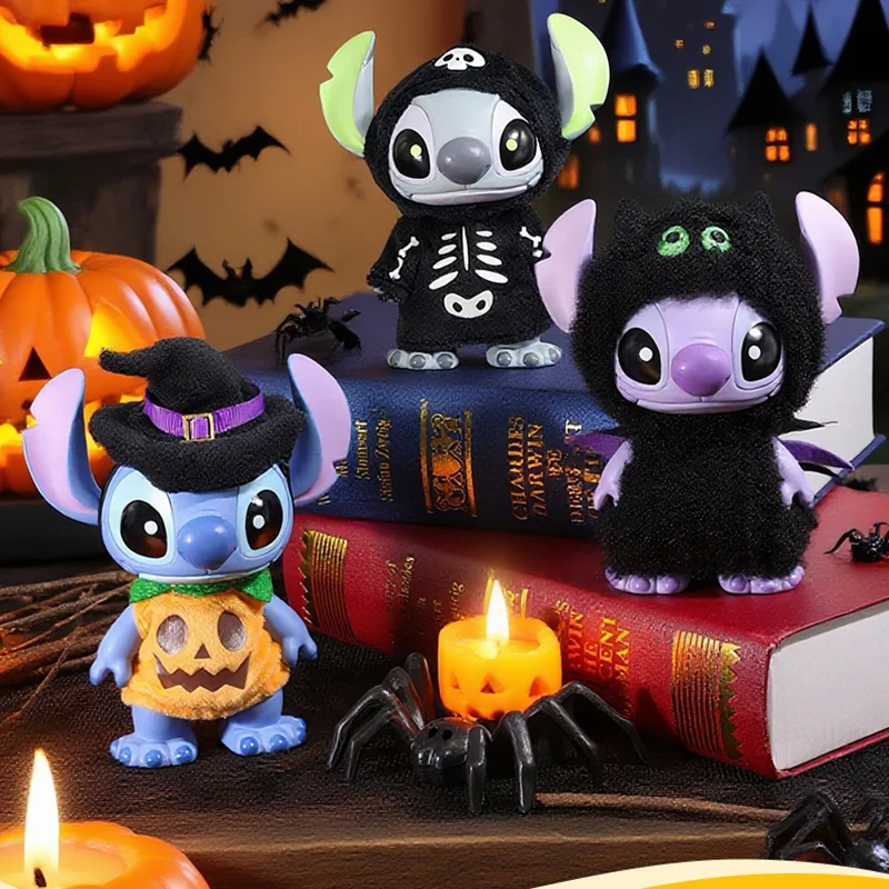 

NEW Genuine Anime Figure Mischievous Stitch Sorcerer & Skeleton & Purple Spider Action Figure Toys for Boys Kids Gifts