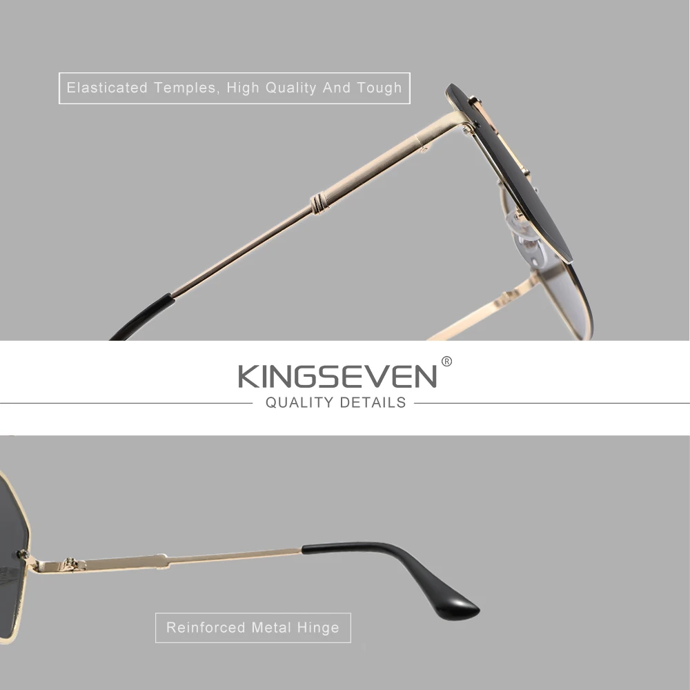 KINGSEVEN Rahmenlose Sonnenbrille Frauen Trendy Luxus Designer Metall Rahmen UV400 Brillen Für Männer Outdoor Camping Sport Gläser ﻿ – Detail 1