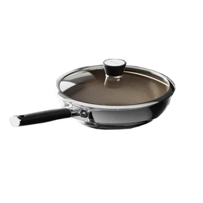 

Red kitchen titanium ceramic wok is non-stick, light for household frying and cooking, with titanium pan 28cm induction cooker