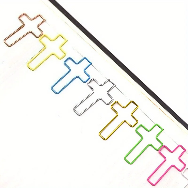 20/50pcs Cross Shaped Paper Clips Cute Decorative Paperclips Office School Home Document Organization Paper Fasteners Stationery