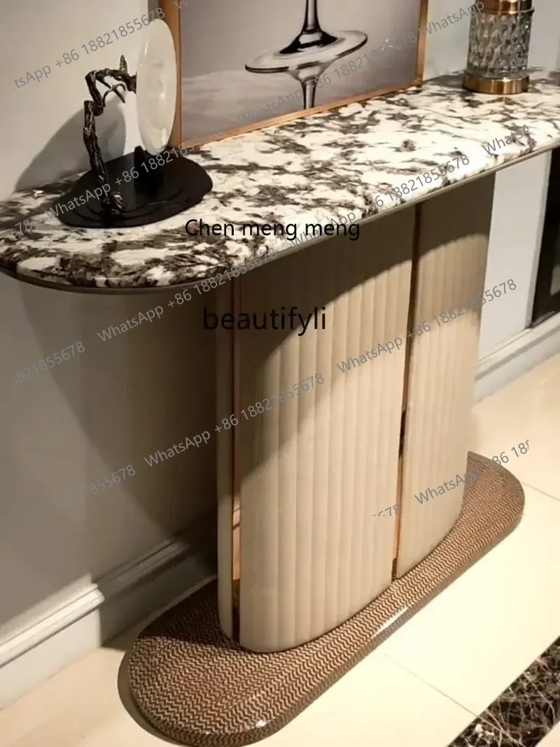Italian Light Luxury Console Hotel Lobby Corridor Marble Side View Luxury Stone Console Tables