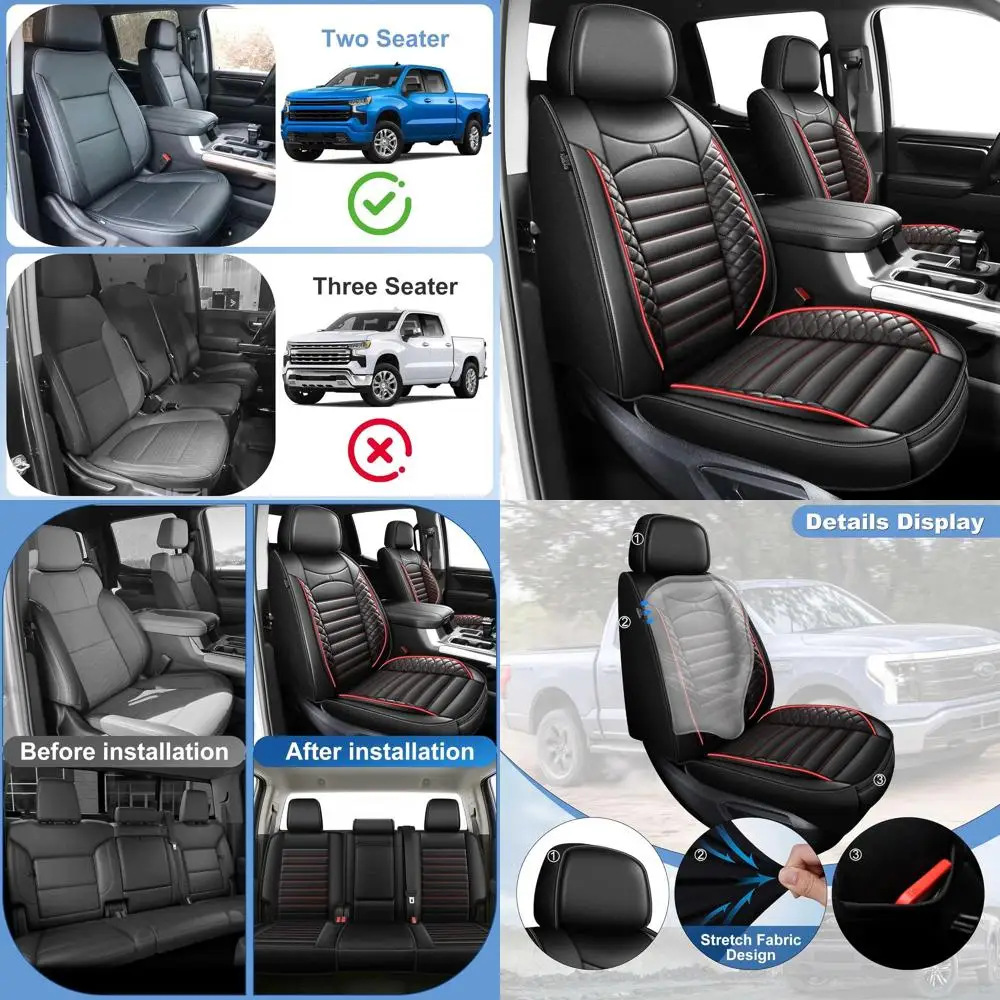 

Truck Seat Covers Custom Fit for Chevy Silverado GMC Sierra 2007-2025 2026 1500/2500/3500HD Trail Boss Z71 Pick-up：Waterproof Fa