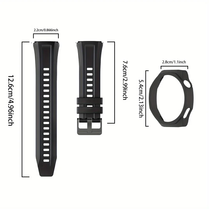 Watch Band For Huawei Watch GT5 Pro 46mm Strap 222mm Semi-Wrap PC Cutout Protective Case Watch Replacement Band