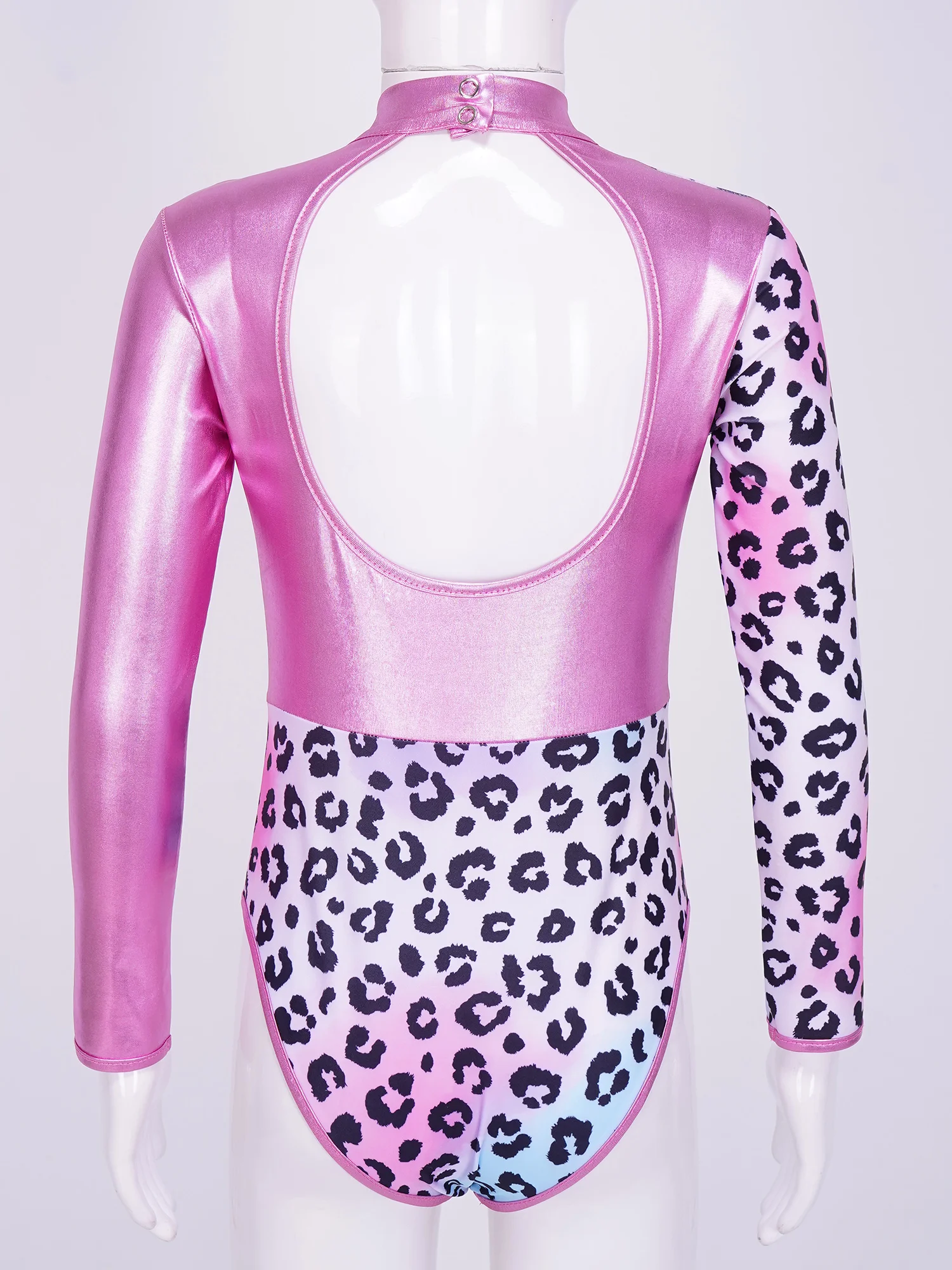 Kids Girls Long Sleeve Leopard Gymnastics Leotard+Shorts Children Ballet Dance Outfits Gymnastics Training Competition Dancewear