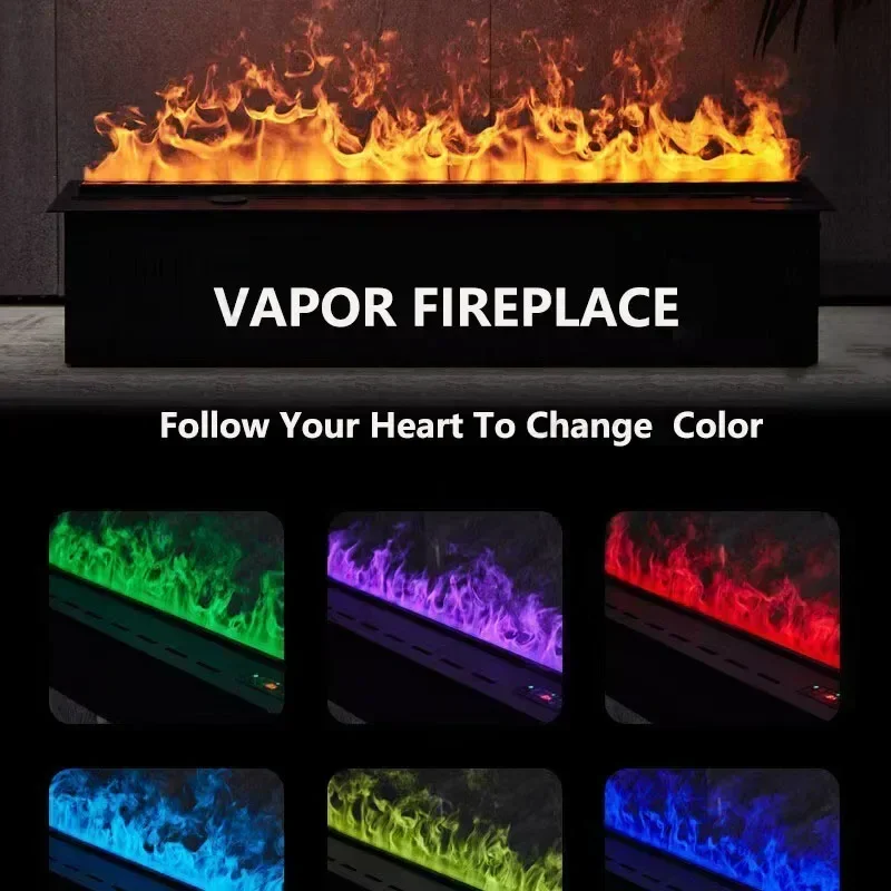 Tuya APP Smart Home Intelligent Fireplace EU UK Plug 3D Steam Humidifier Multi-color LED Fogger Electric Water Vapor Fireplace