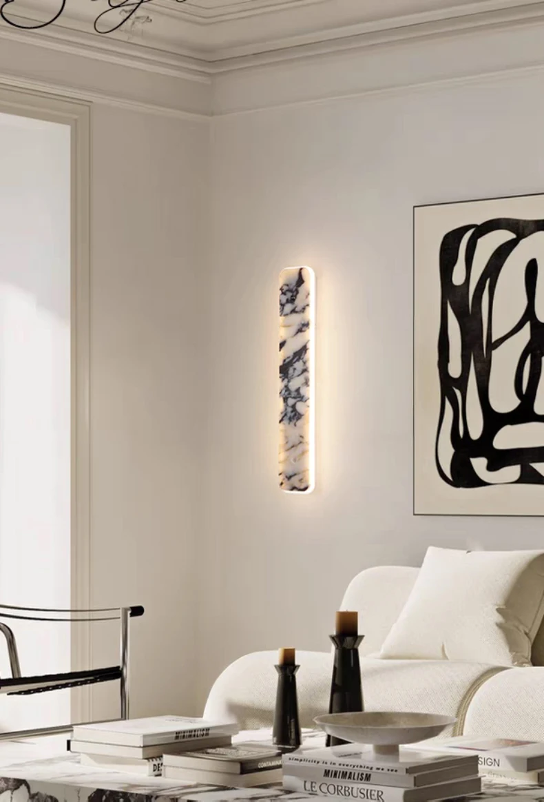 Rectangular Natural Marble LED Wall Light Home Atmosphere