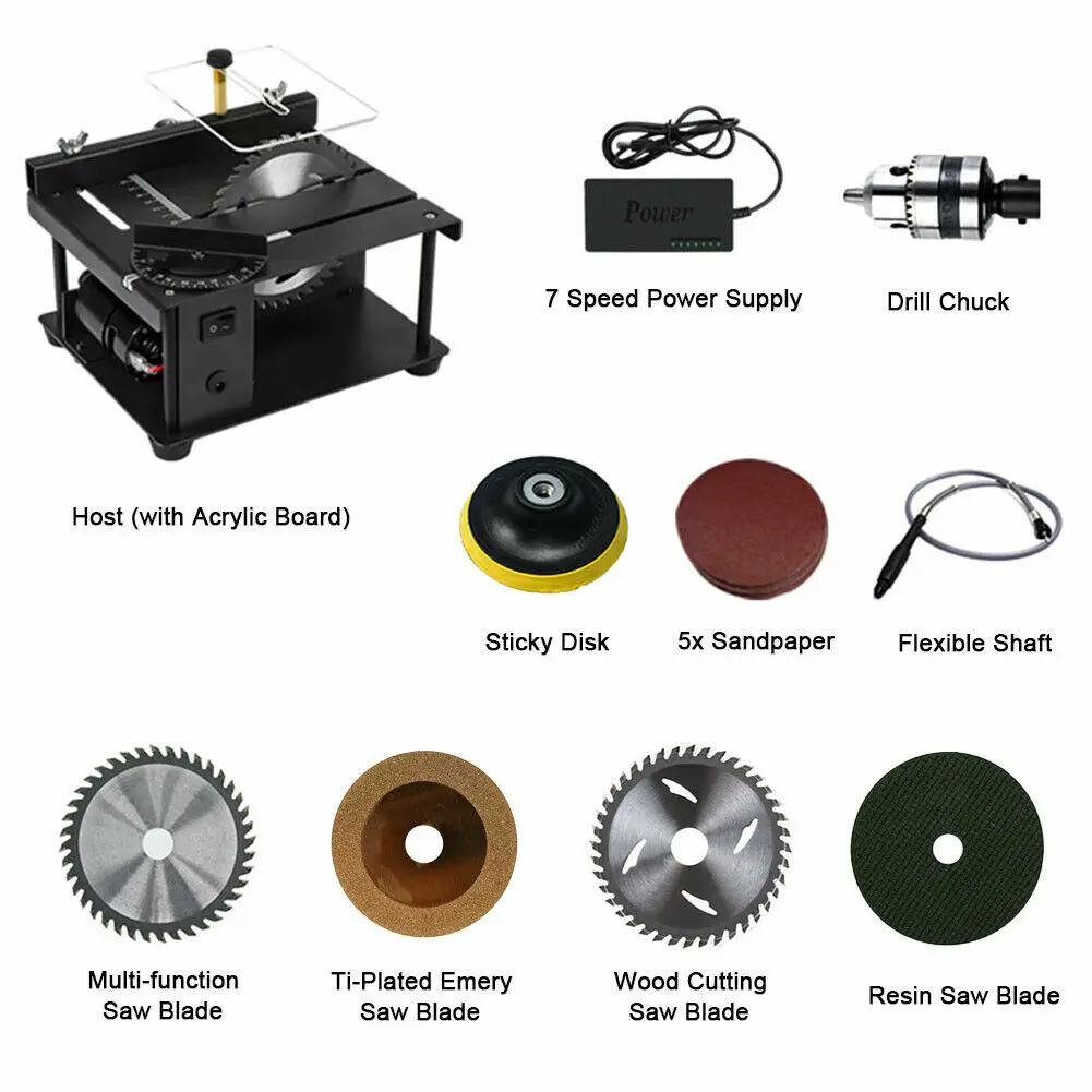 Imagem -02 - Mini Serra Elétrica de Mesa com Ângulo Ajustável Serra de Mesa Cortador para Madeira Plástico Acrílico 1224v 200w