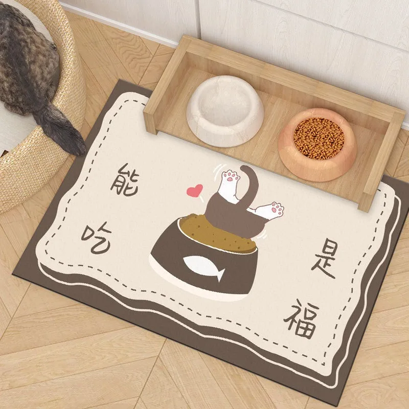 

Pet Diatom Mud Feeding Mat - Anti-Splash Non-Slip Waterproof Dog Cat Food Mat, Stain-Resistant Kennel Mat for Pets