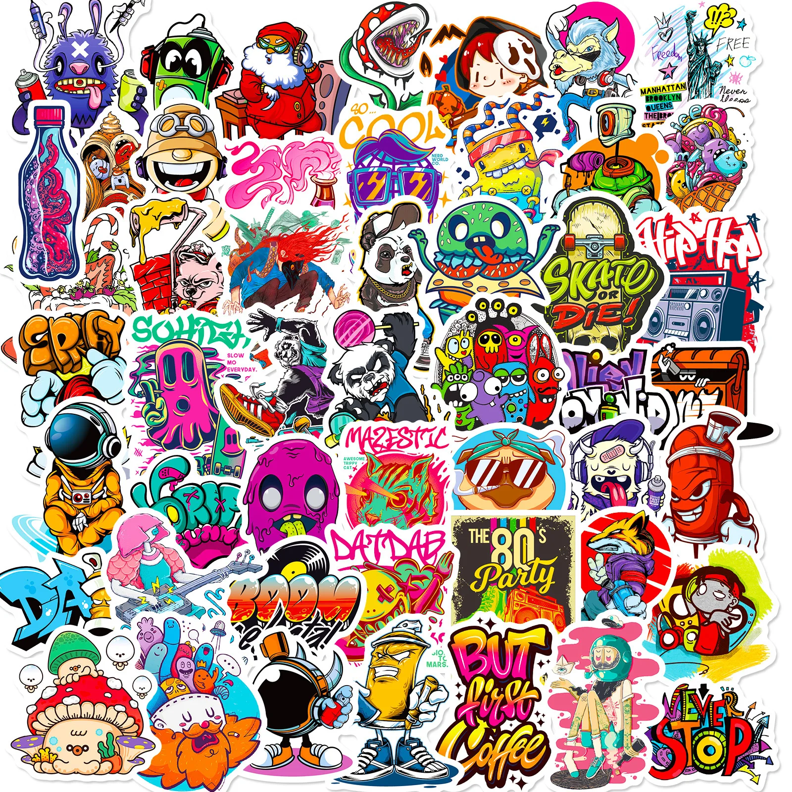 

10/30/50Pcs Street Graffiti Stickers Cartoon Decals for Kids Toys Scrapbook Stationery Notebook Bike Car Skateboard Sticker Gift