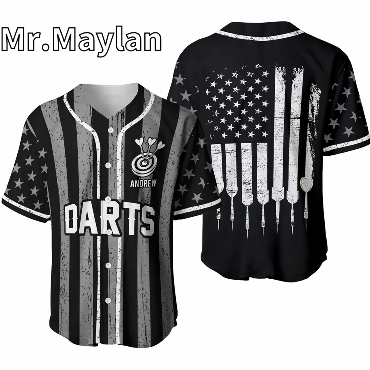 

Custom Name Darts Heartbeat Baseball Jersey Shirt 3D Printed US Flag Dart Shirts Gift For Dart Lovers Casual Tee hip hop Tops-2