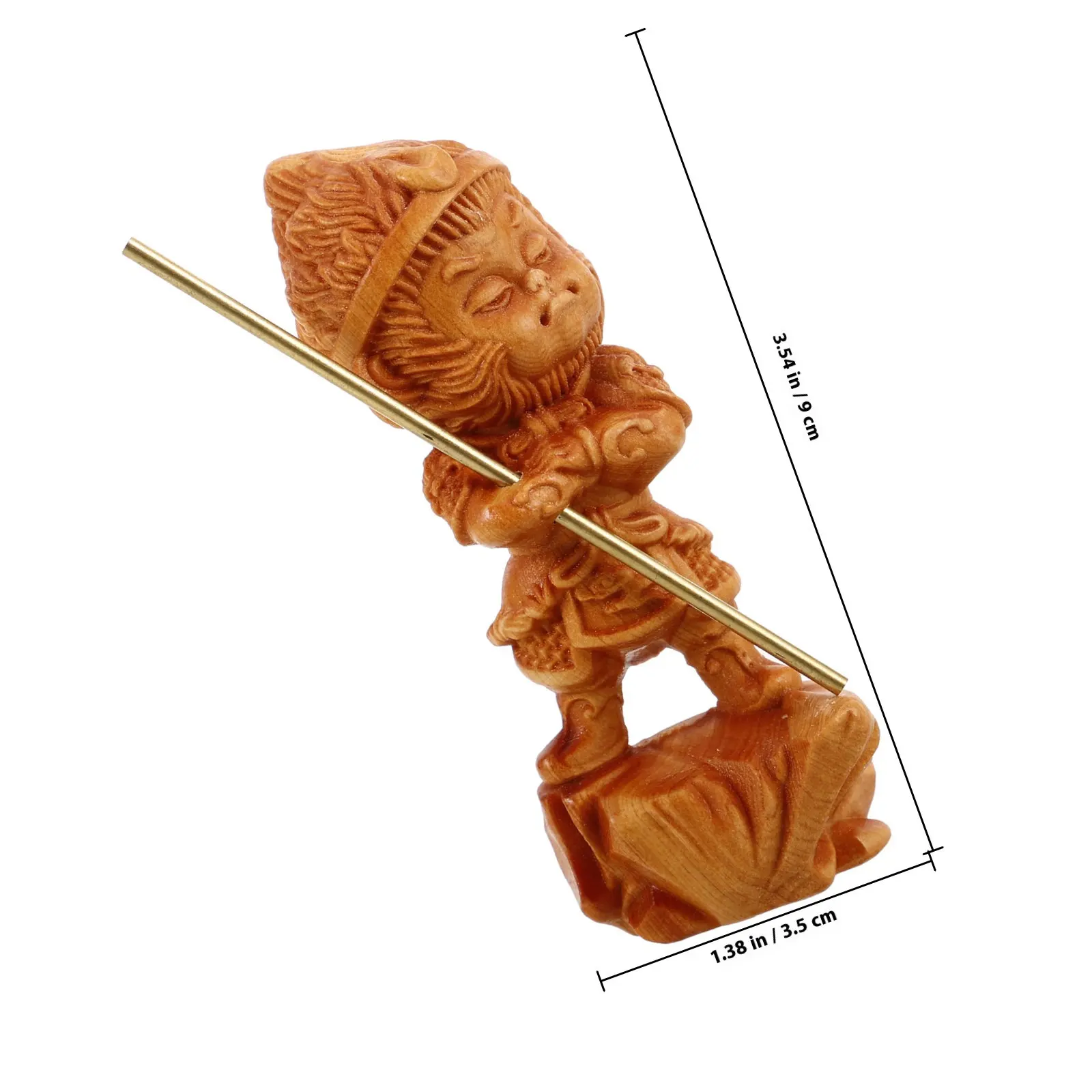 Hand Carved Wooden Wukong Statue Monkey King Sculpture for Home Decor Car Dashboard Ornament Chinese Cultural Art Piece Wood