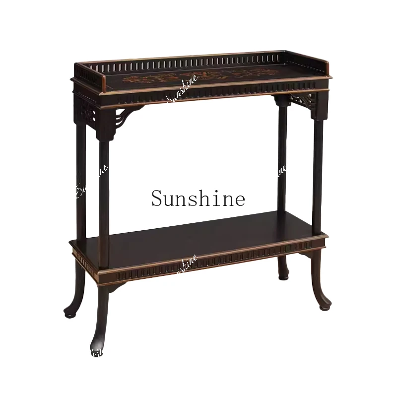 Rural hand-painted edge few living room sofa side cabinet European furniture double-layer art painted cabinet  FT