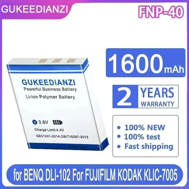 Batería compacta de 1600mAh para BENQ DLI-102 para FUJIFILM para KODAK KLIC-7005 para PENTAX D-LI8 D-Li85 SLB-0737 FNP-40 batería de cámara