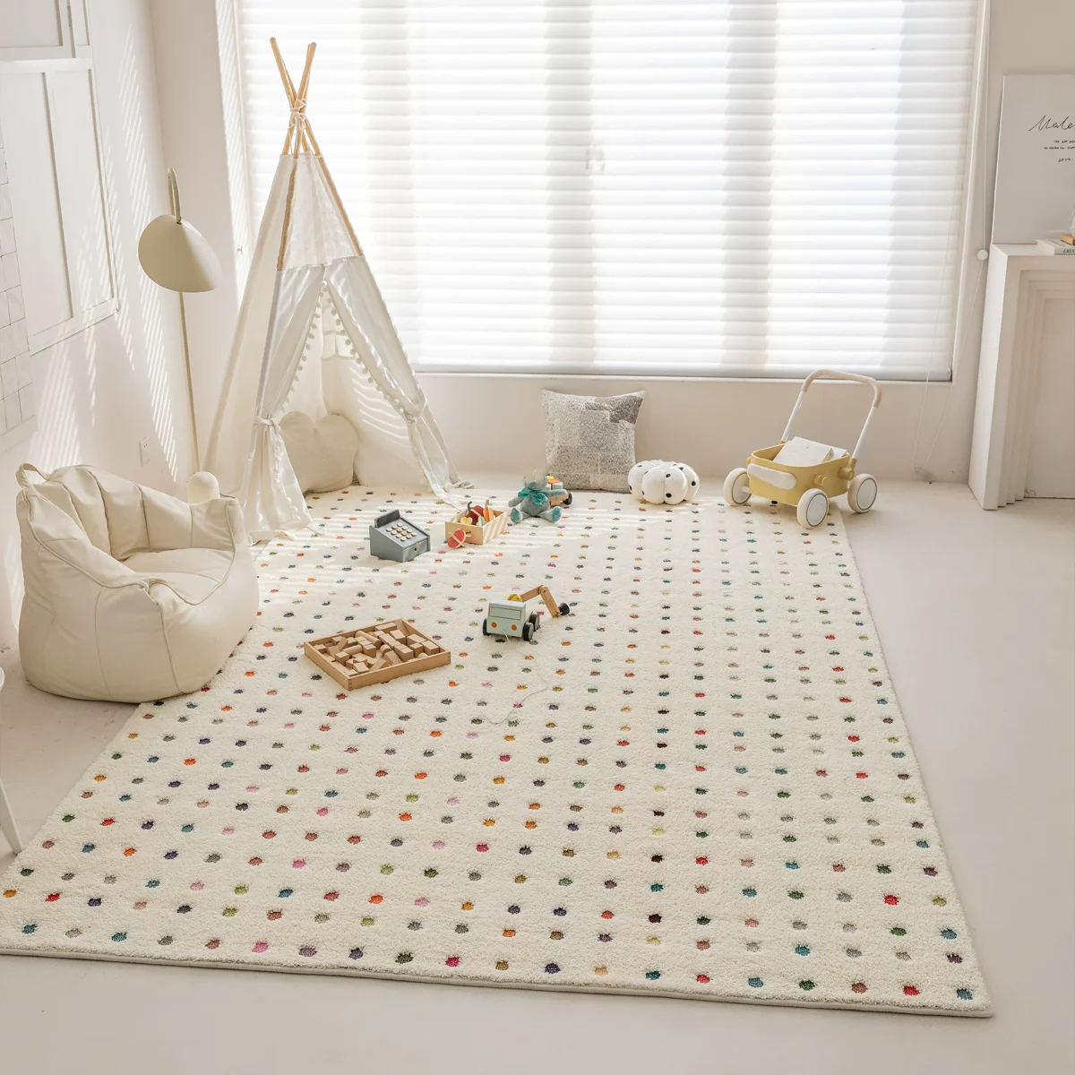 Rectangle Colored Dots Carpet For Kids Bedroom Home Decoration Soft Rugs Living Room Large Size Children Tatami Play Floor Mat