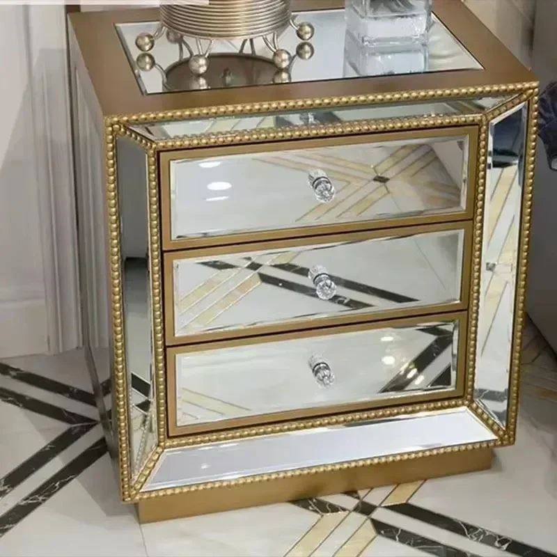 

Стеклянный торцевой столик, 23 дюйма, серебряная прикроватная тумбочка для спальни, зеркальная прикроватная тумбочка с местом для хранения вещей