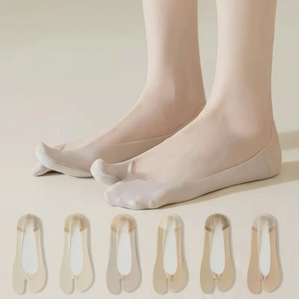 Liner Socks Breathable Invisible Boat Socks Ice Silk Ultra Thin Split Toe Socks Solid Color Sheer Toe Socks Japanese Style