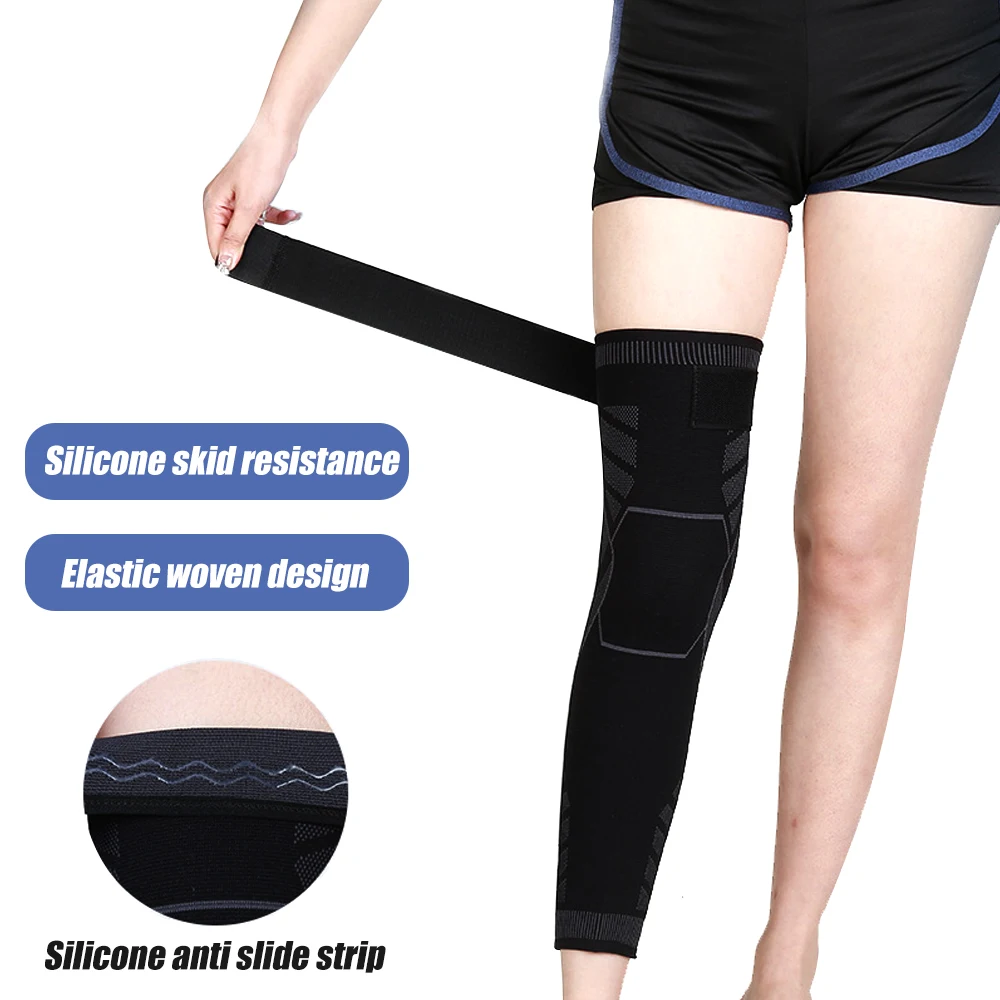 1Pcs Compression Leg Sleeves with Elastic straps for Men & Women,Extra Long Leg Braces Knee Sleeve,Knee Pain,Joint Pain,ACL