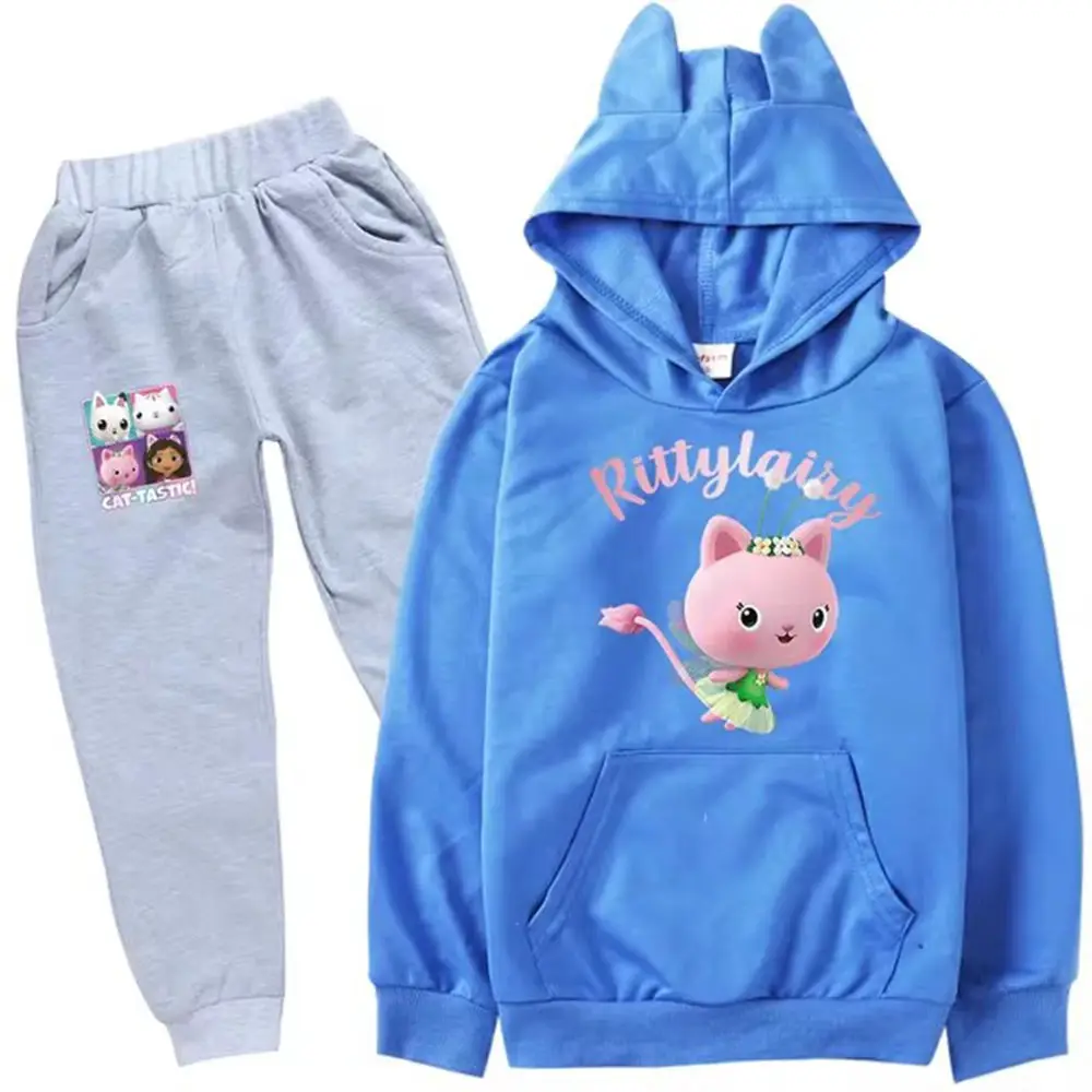 Gabbys Dollhouse Costume Kids Cute Gabby Chat Hoodies Sweater+pants Set Children Cartoon Clothing Boys Sportsuits Girls Outfits