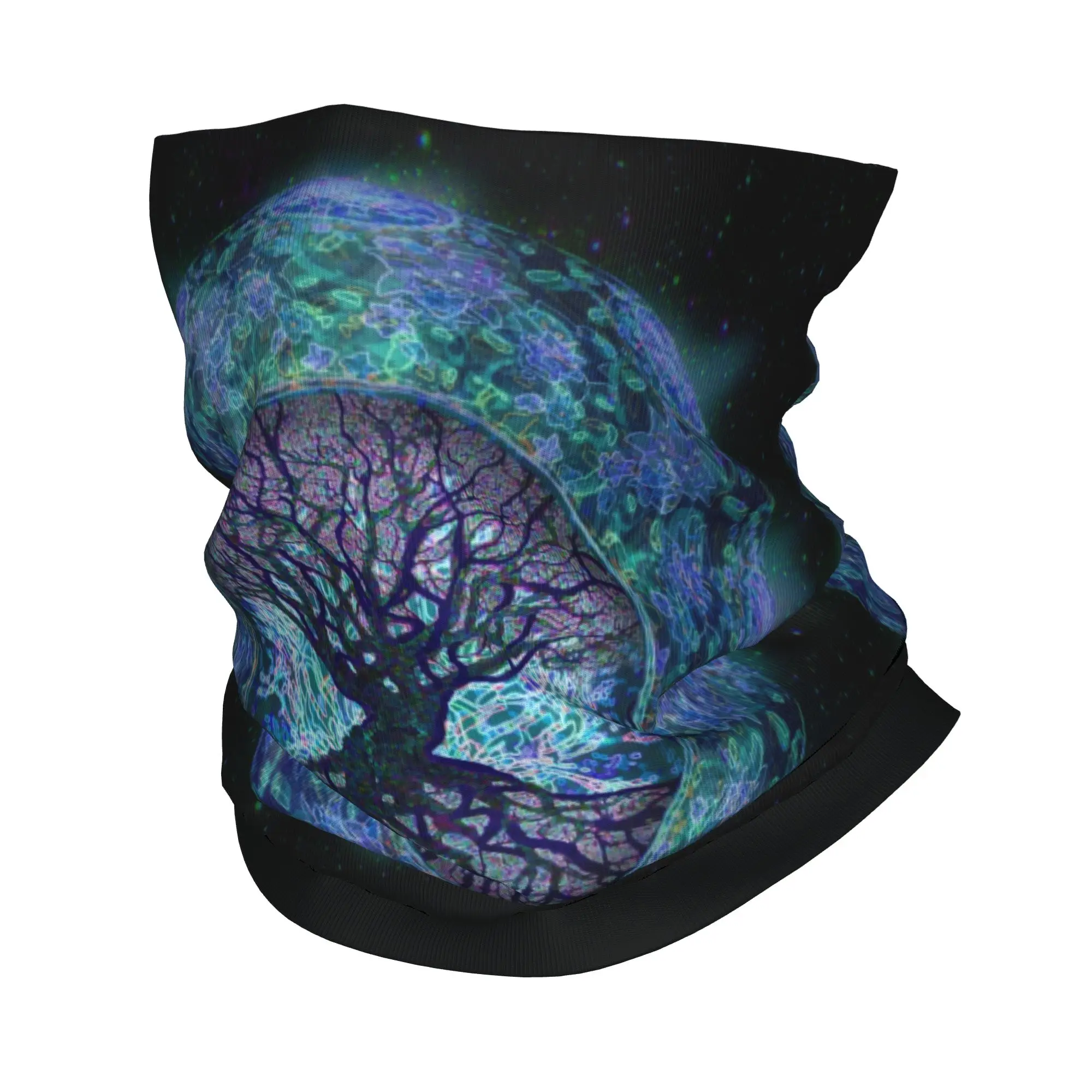 

Custom Planet Earth CircleTree of Life Bandana Neck Warmer Men Women Winter Ski Tube Scarf Gaiter Yggdrasil Face Cover