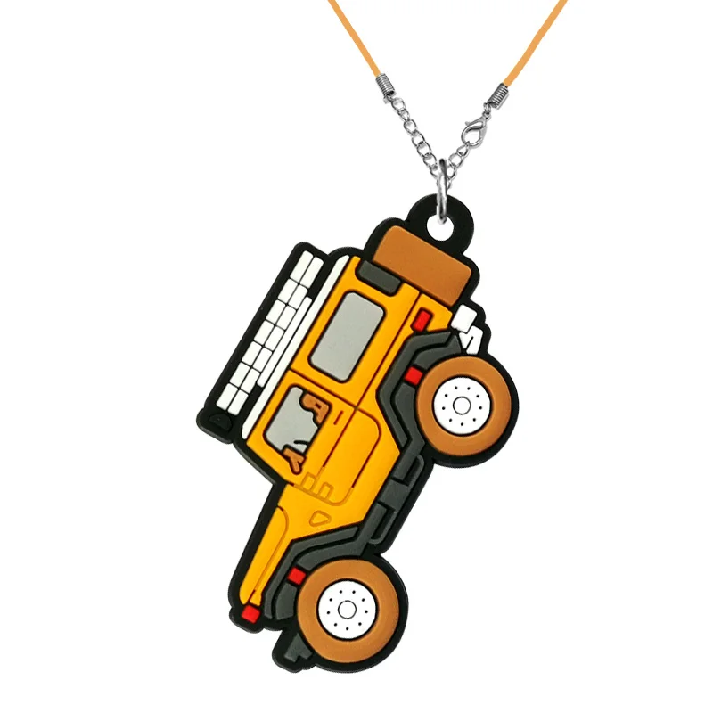 1/17pcs Vehicle PVC Necklace Retro Train Truck Off-road Car Necklace Chains Helicopter Engineering Motorcycle Pendant Chains