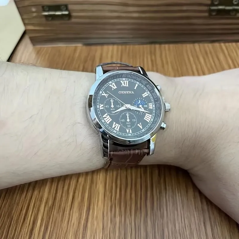 GAIETY High Quality Men's Luxury Belt Fashion Quartz Watch Men Round Business Student Sport Waterproof Glow Clock image 4