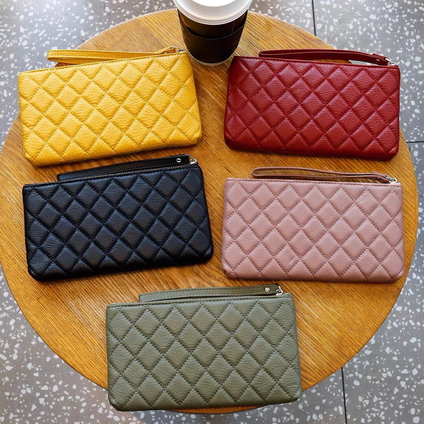 women's-fashion-long-cow-leather-wallet-diamond-patterned-cowhide-coin-money-card-holder-organizer-purse-handbag-large-capacity