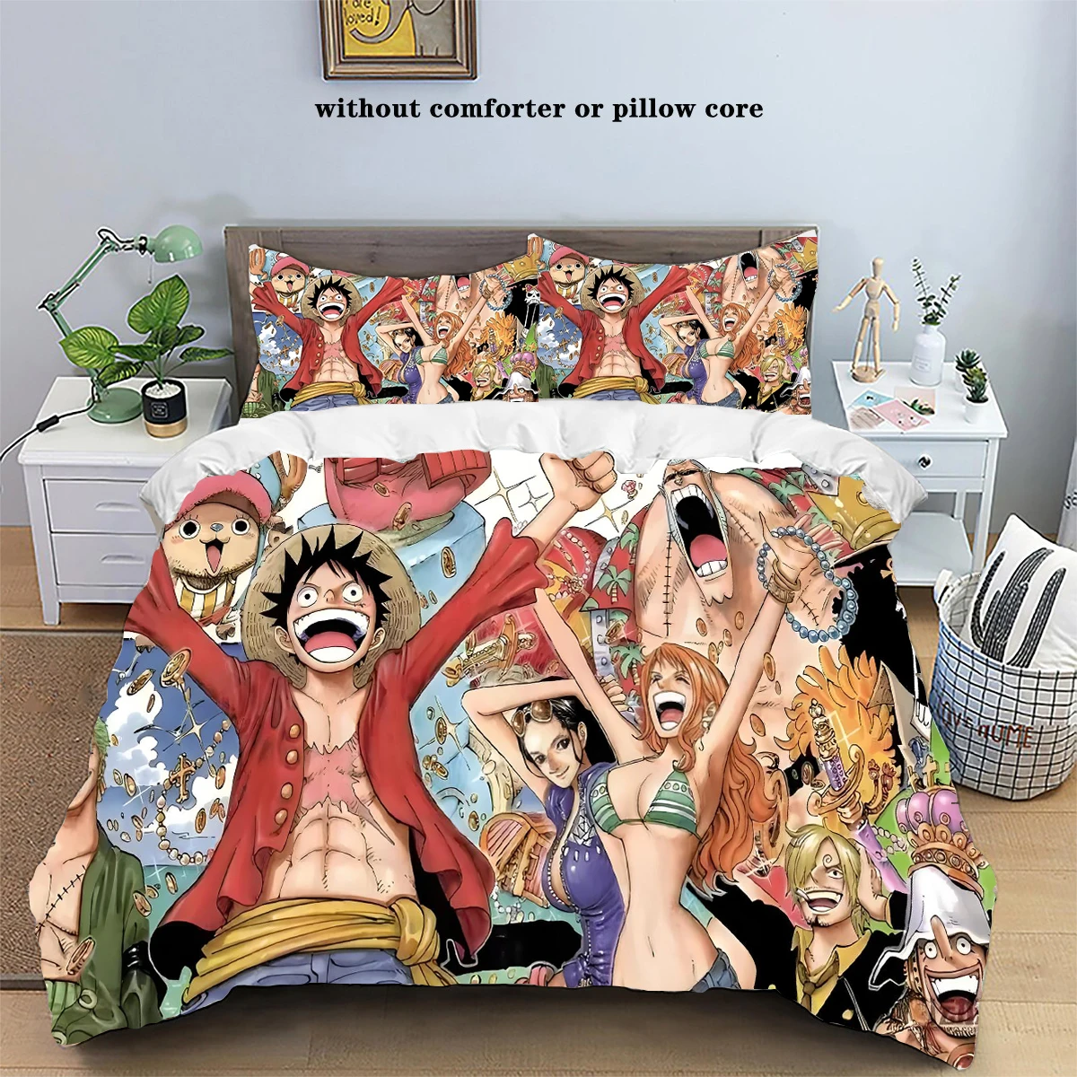 One Piece Luffy Anime Bedding Set Duvet Cover Bed Set Quilt Cover Pillowcase Comforter king Queen Size Boys Adult Bedding Set