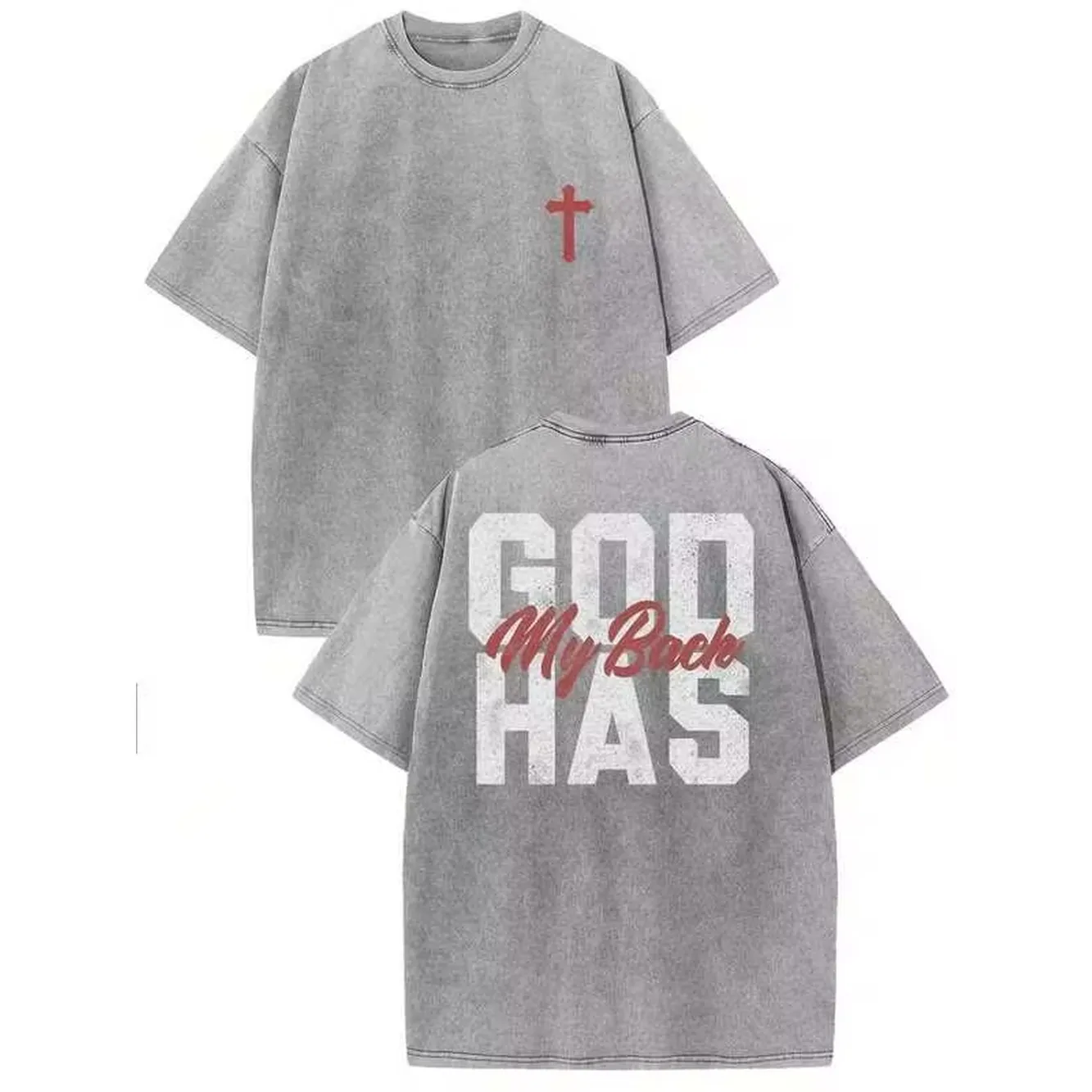 1 Piece, 230G Double-Sided Water Wash, God Bless Me1 Piece, Washed Printed T-Shirt 230g, High-Quality Batik Cotton Retro Fashion Brand T-Shirt, A Certain Thickness Suitable For Summer T-Shirts, Holiday Gifts.